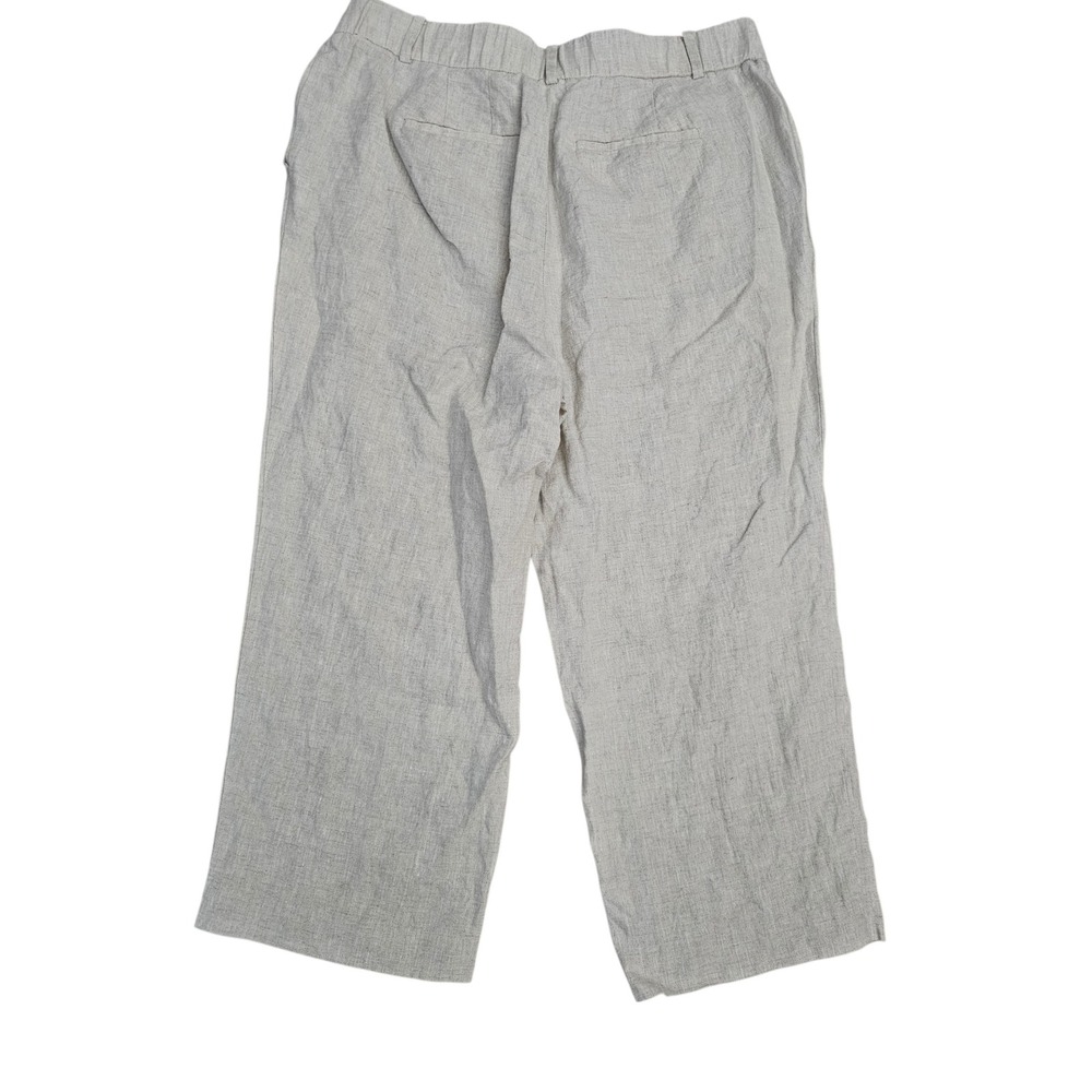 Talbots Bristol Crop Pants Womens 12P Beige 100% Linen Wide Leg Trousers Oatmeal - Picture 2 of 8